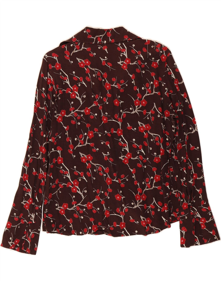 VINTAGE Womens Shirt Blouse UK 14 Medium Brown Floral Vintage Vintage and Second-Hand Vintage from Messina Hembry 