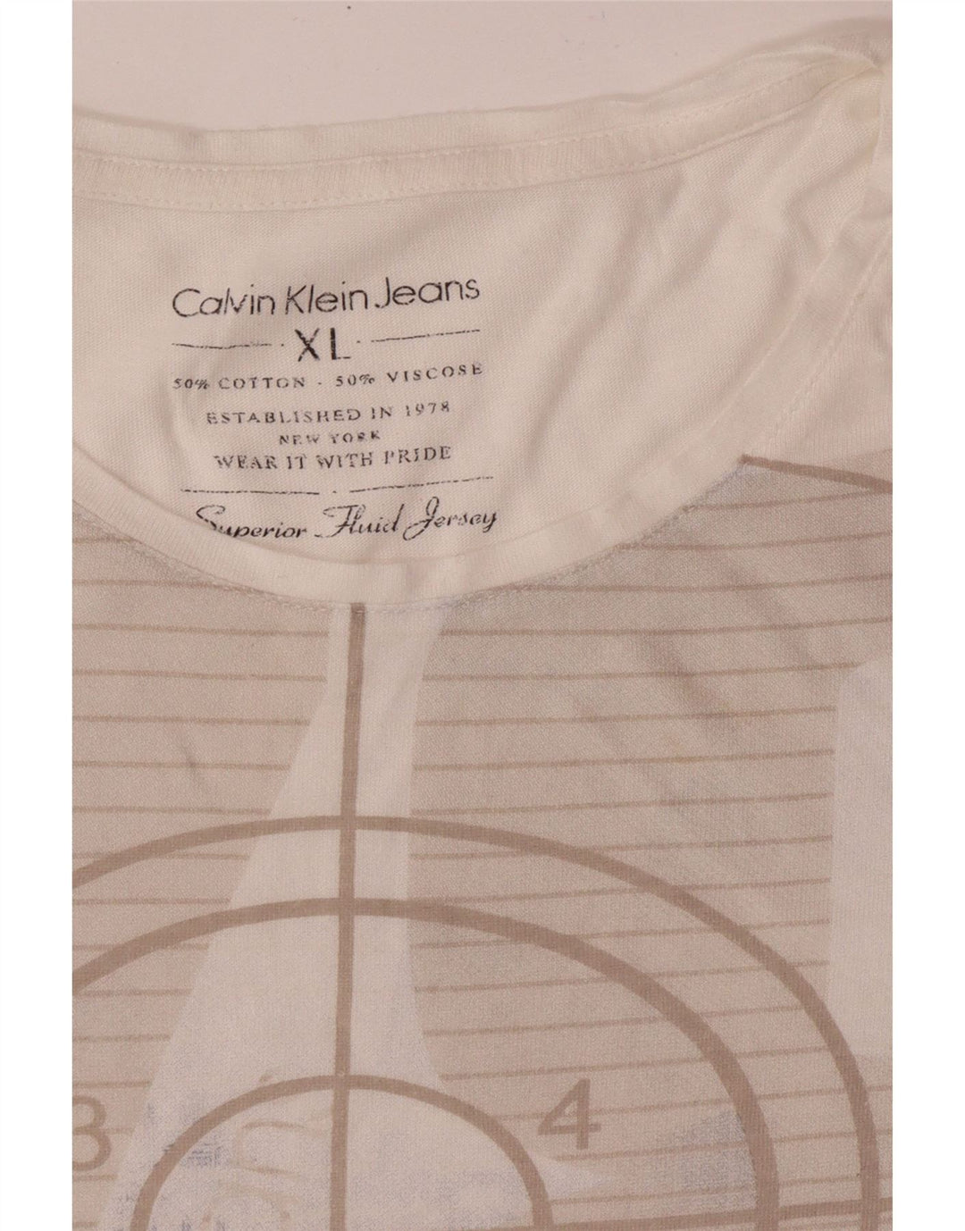 CALVIN KLEIN JEANS Женская футболка с рисунком Top UK 18 XL Белый хлопок