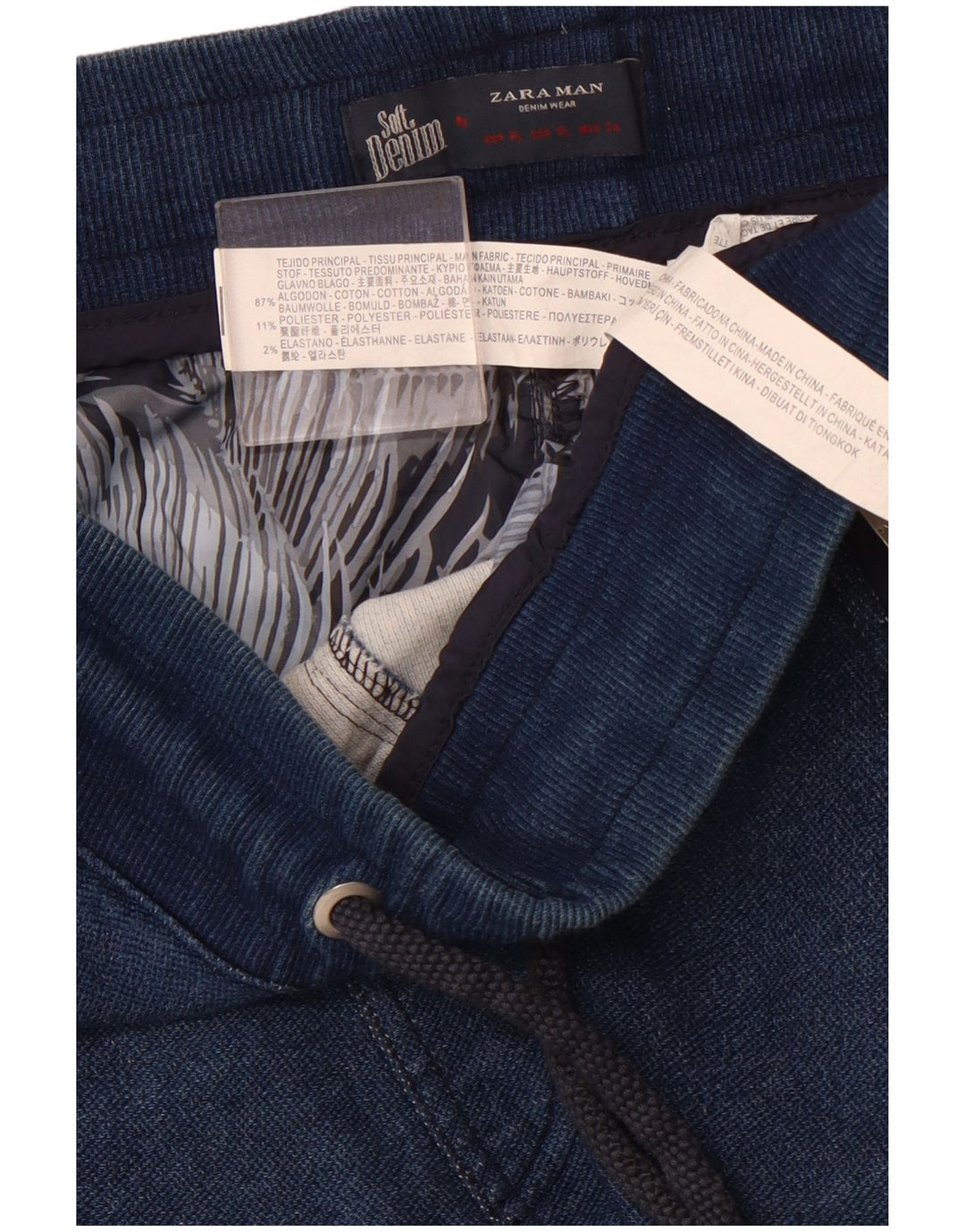Мужские укороченные брюки-джоггеры ZARA XL, синий хлопок