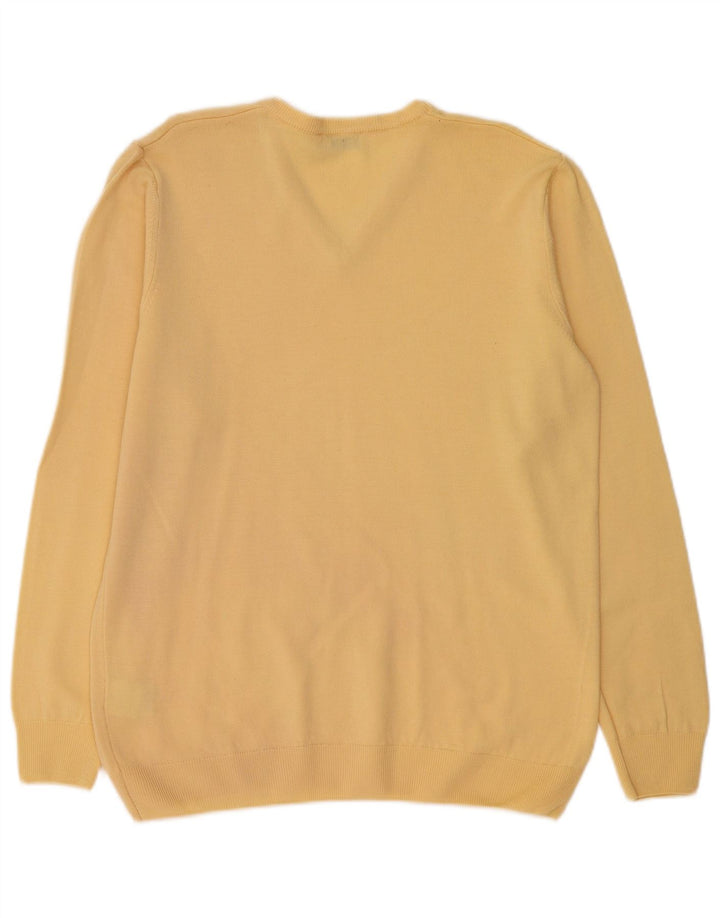 PETER HAHN Женский джемпер с v-образным вырезом, Великобритания 16, большой желтый, новая шерсть