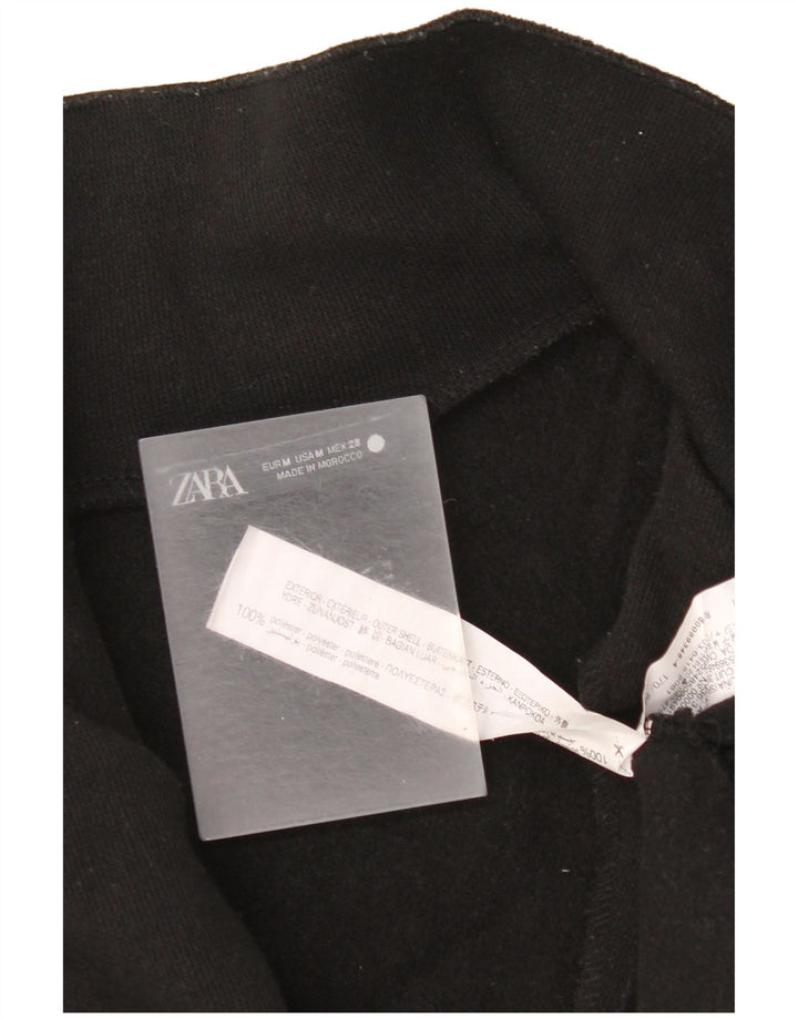 Женский свободный джемпер с воротником на молнии Zara UK 14, средний черный полиэстер