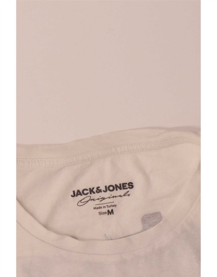 Мужская футболка с рисунком Jack & Jones, топ среднего размера, белый хлопок, хлопок