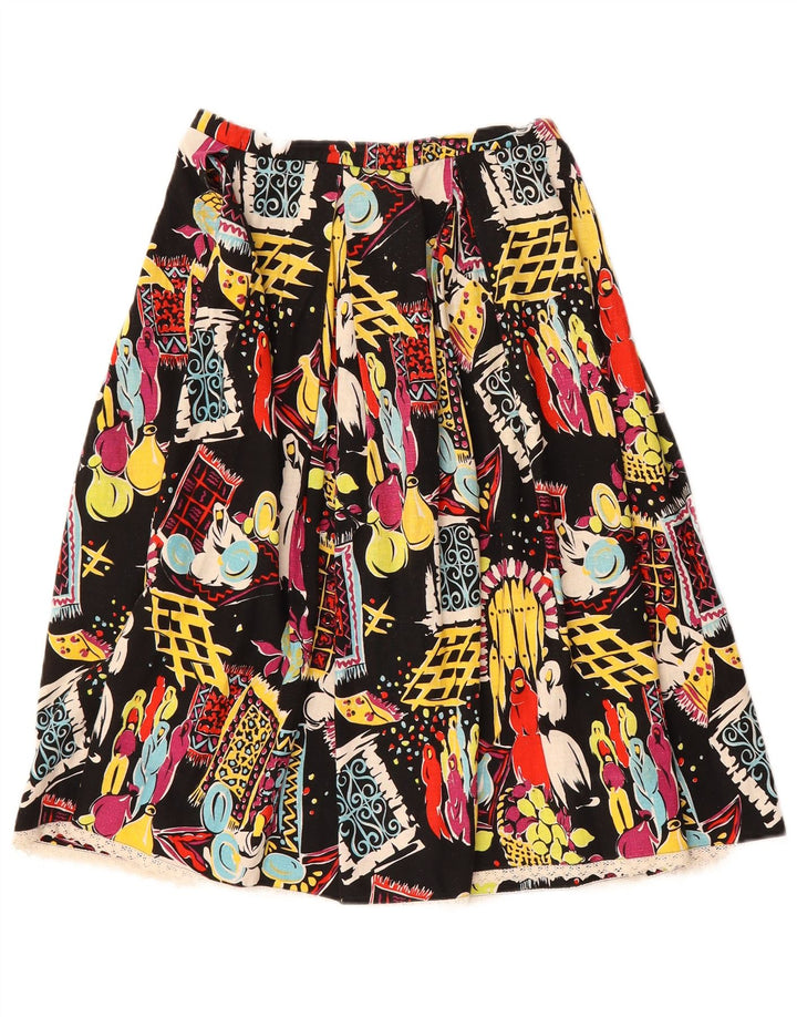 VINTAGE Womens Abstract Pattern A-Line Skirt W26 Small Black