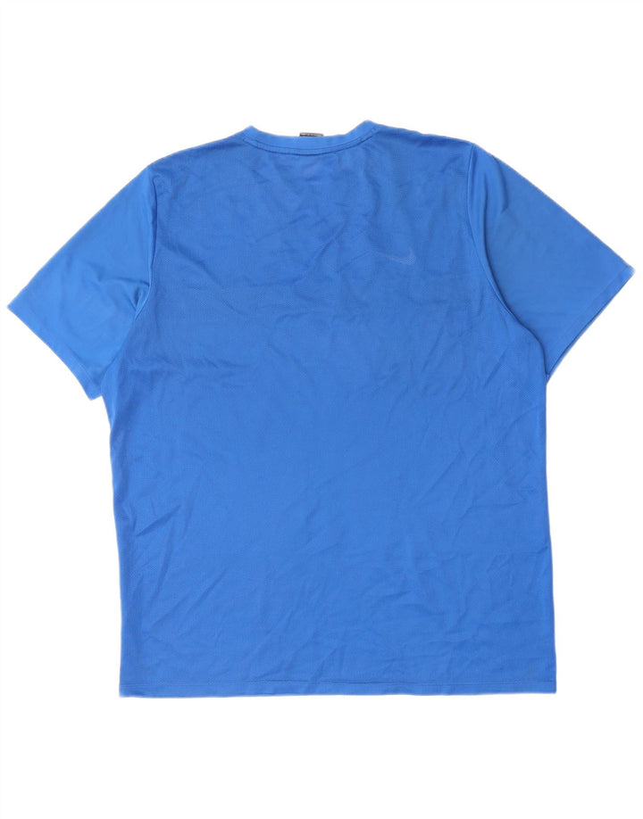Мужская футболка NIKE Dri Fit 2XL, синяя, полиэстер с цветными блоками