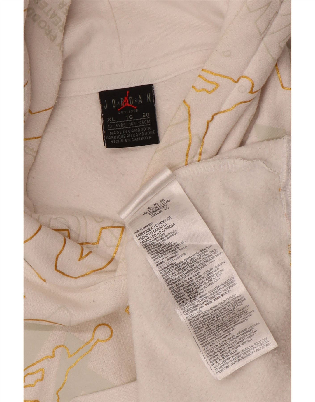 Джемпер с капюшоном JORDAN для мальчиков с рисунком, 13–14 лет, размер XL, белый хлопок