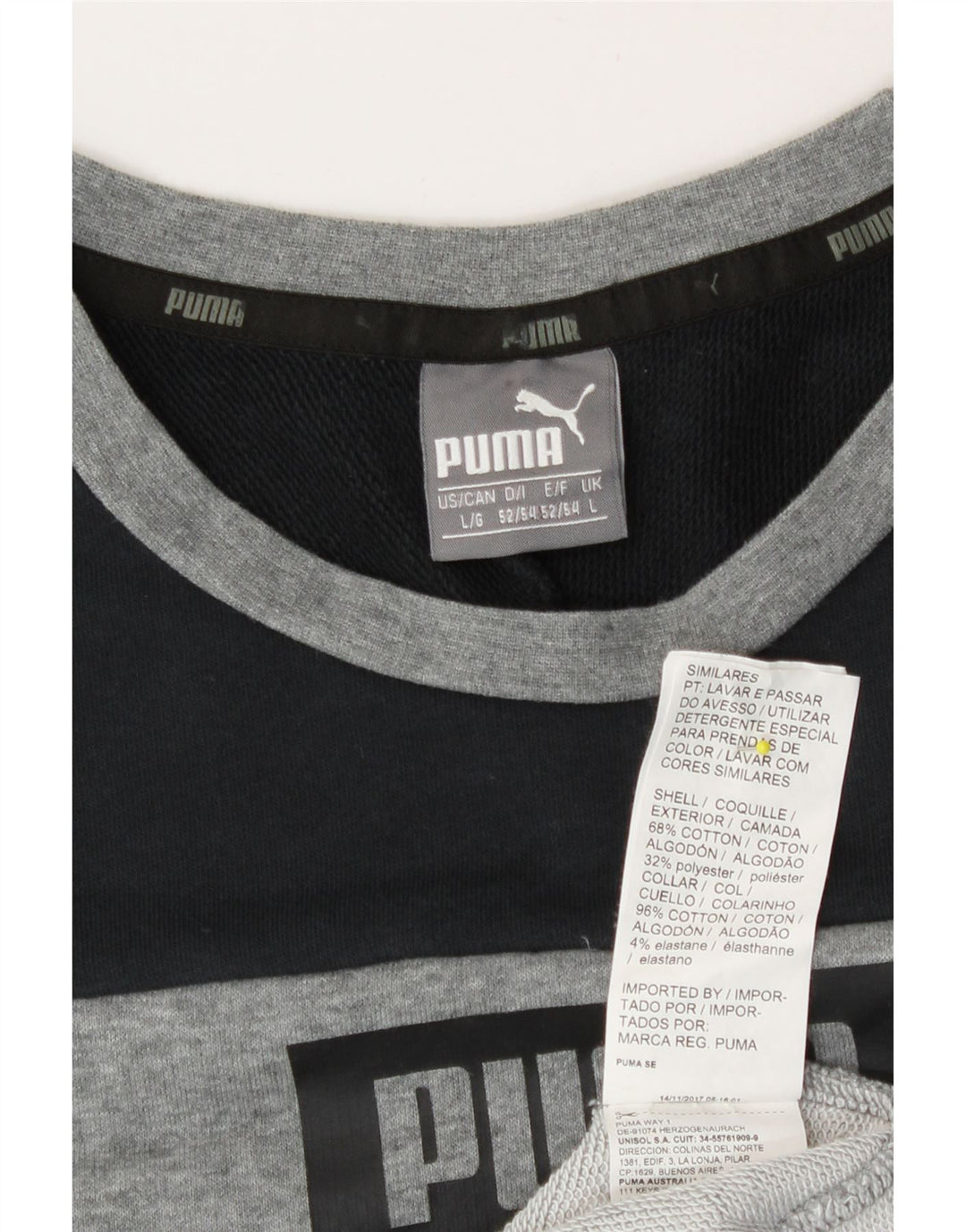 Мужской топ с длинным рукавом Puma, большой серый хлопок с цветными блоками