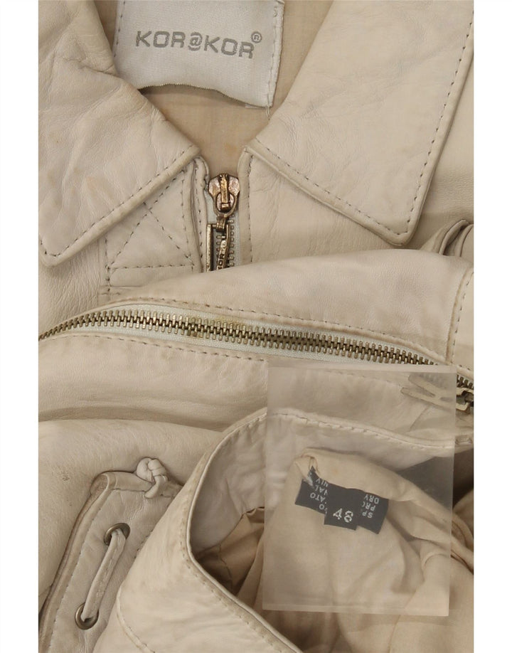 Kor@Kor Женская кожаная куртка IT 48 XL Off White Leather