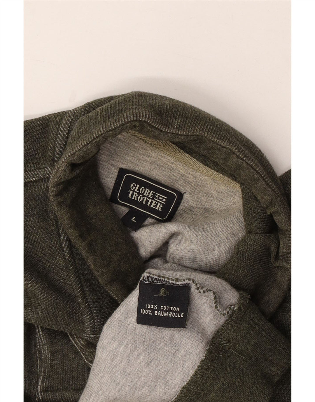 Мужской свитер с воротником на пуговицах Globe Trotter, большой хлопковый джемпер цвета хаки