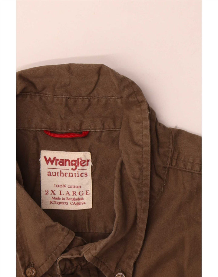 Мужская рубашка Wrangler с коротким рукавом 2XL, цвет хаки, хлопок