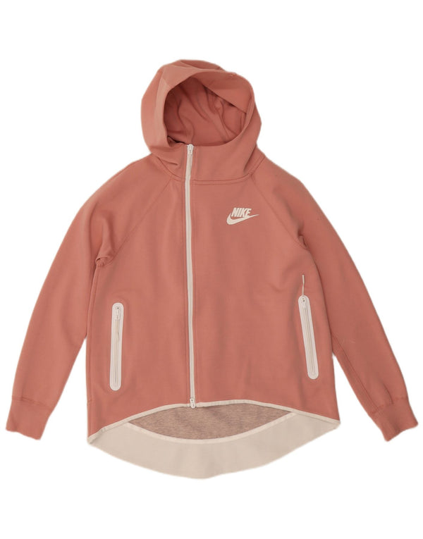 Женский свитер с капюшоном на молнии большого размера Nike UK 10, маленький розовый хлопковый