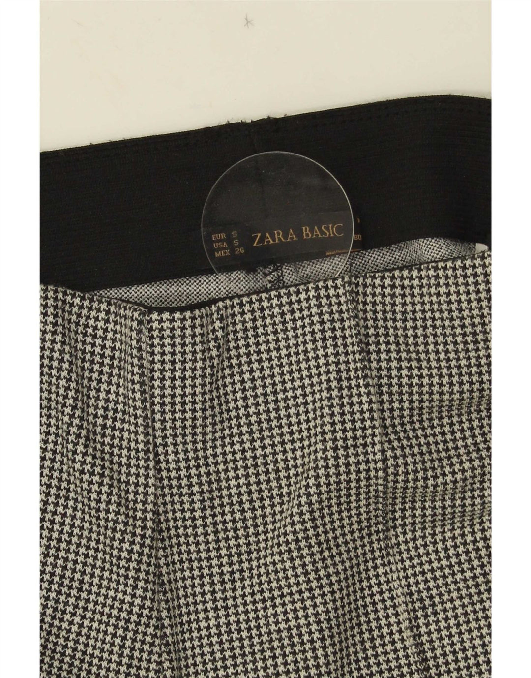 Zara Женские повседневные брюки со штрипками, маленькие W26 L26, серые с узором «гусиные лапки»