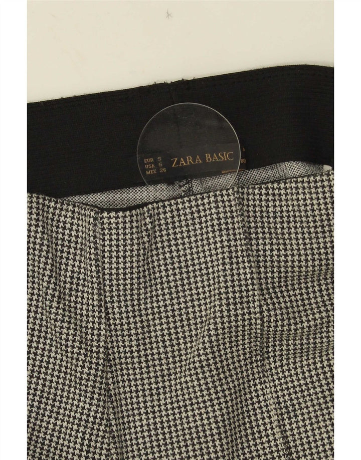 Zara Женские повседневные брюки со штрипками, маленькие W26 L26, серые с узором «гусиные лапки»