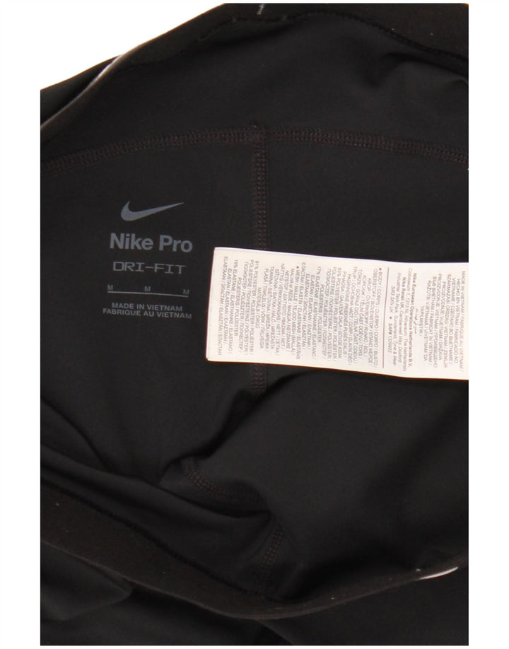 Женские леггинсы с рисунком Nike Dri Fit UK 12, средний черный, полиэстер