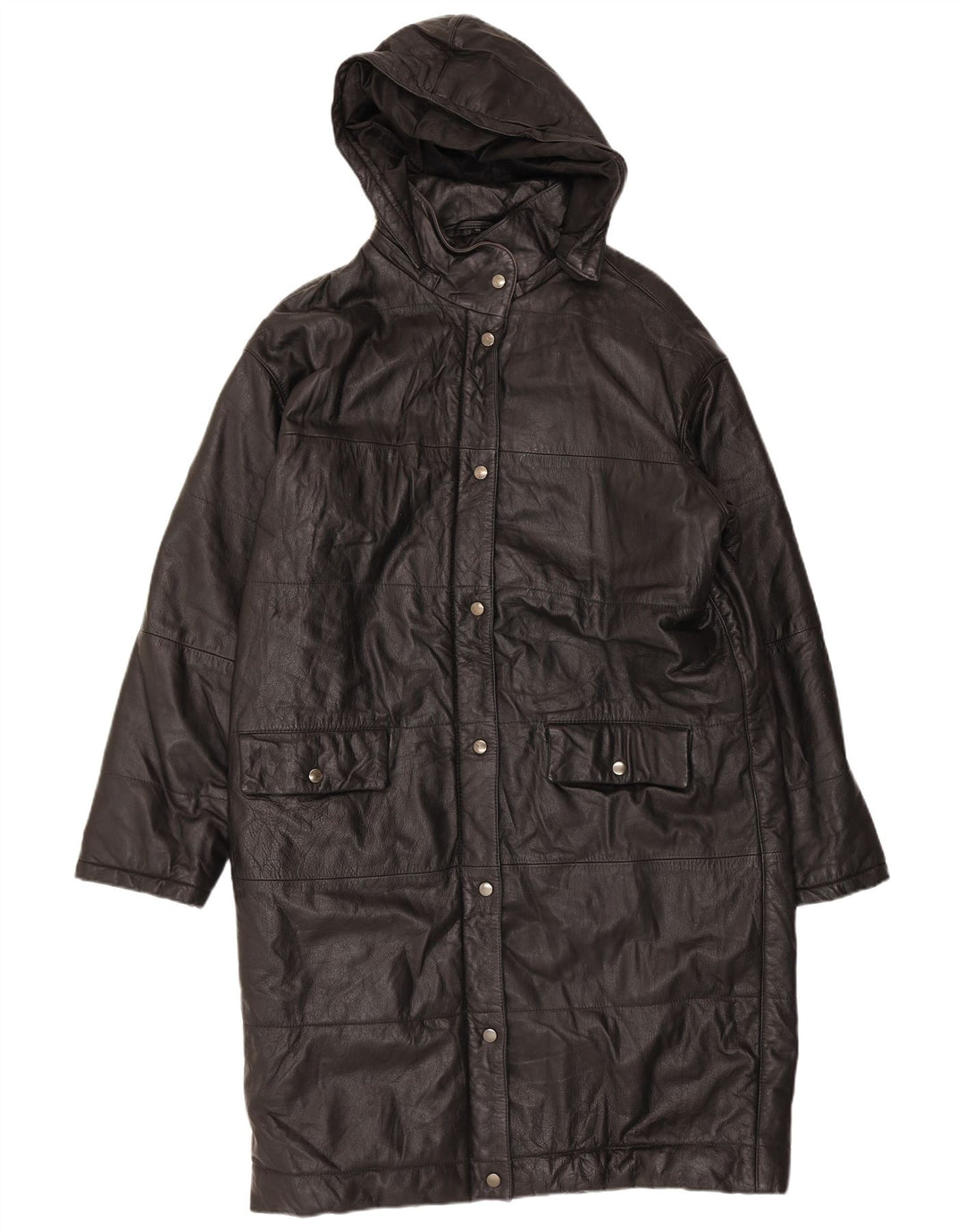 Orfatti Женское кожаное пальто с капюшоном IT 48 XL Черный