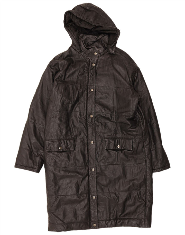 Orfatti Женское кожаное пальто с капюшоном IT 48 XL Черный