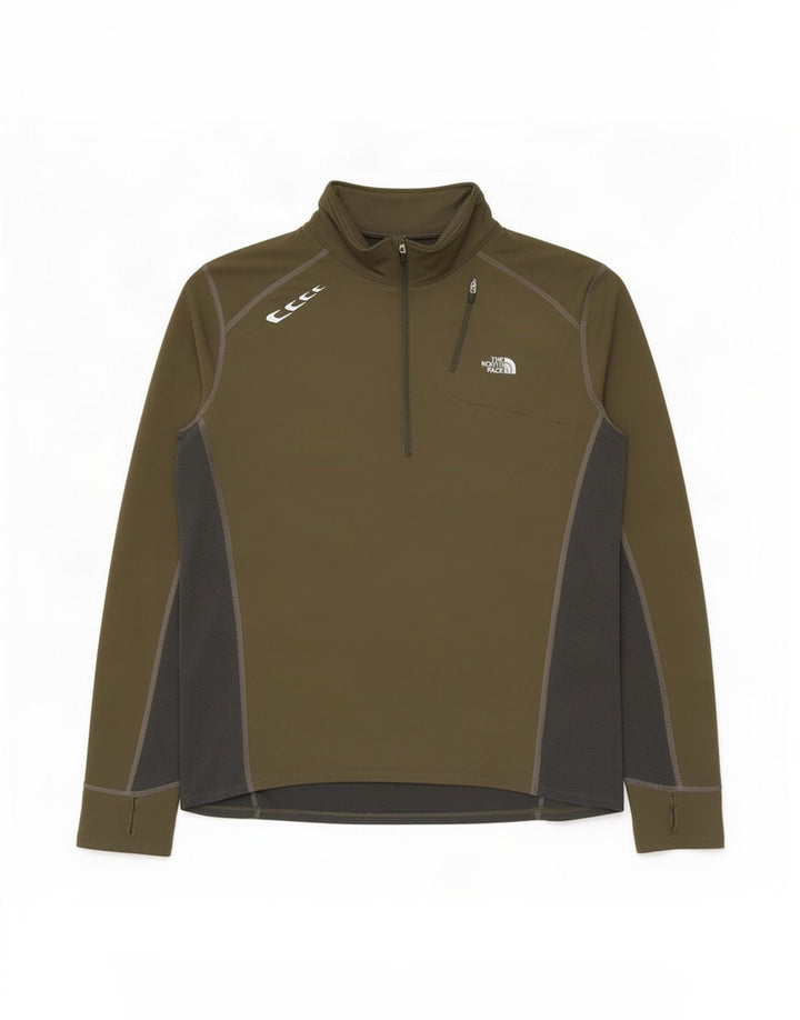 Мужской пуловер с воротником на молнии The North Face, большой спортивный костюм цвета хаки с цветными блоками