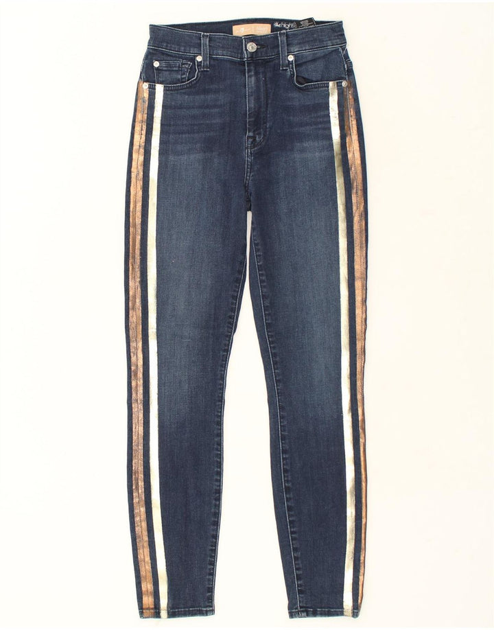 7 FOR ALL MANKIND Womens Skinny Jeans W25 L27 Blue Colourblock Cotton | Vintage 7 For All Mankind | Thrift | Second-Hand 7 For All Mankind | Used Clothing | Messina Hembry 