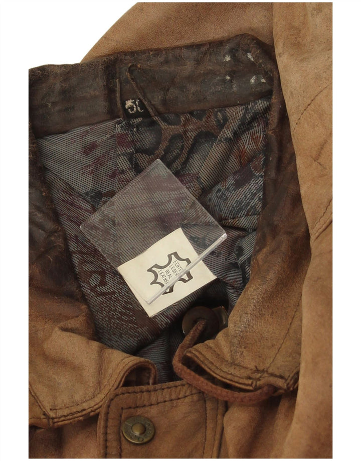 Винтажный мужской кожаный жилет IT 50, большой коричневый кожаный