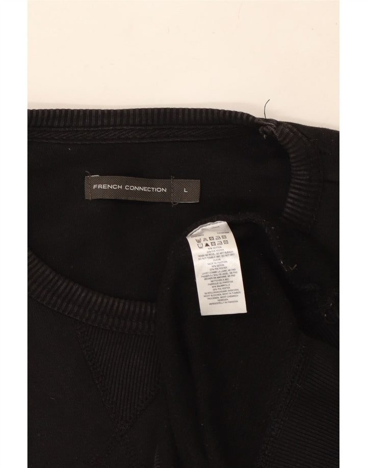 Мужской свитер FRENCH CONNECTION, большой черный хлопковый джемпер