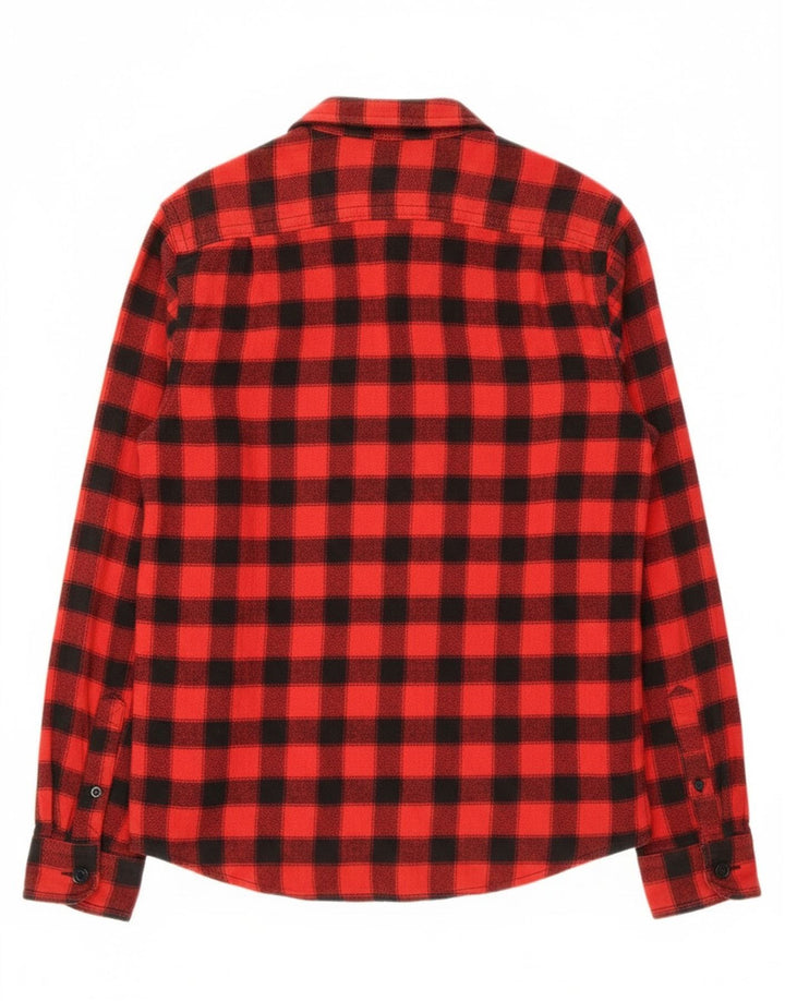 Superdry Мужская приталенная фланелевая рубашка Lumberjack среднего красного цвета в мелкую клетку из хлопка