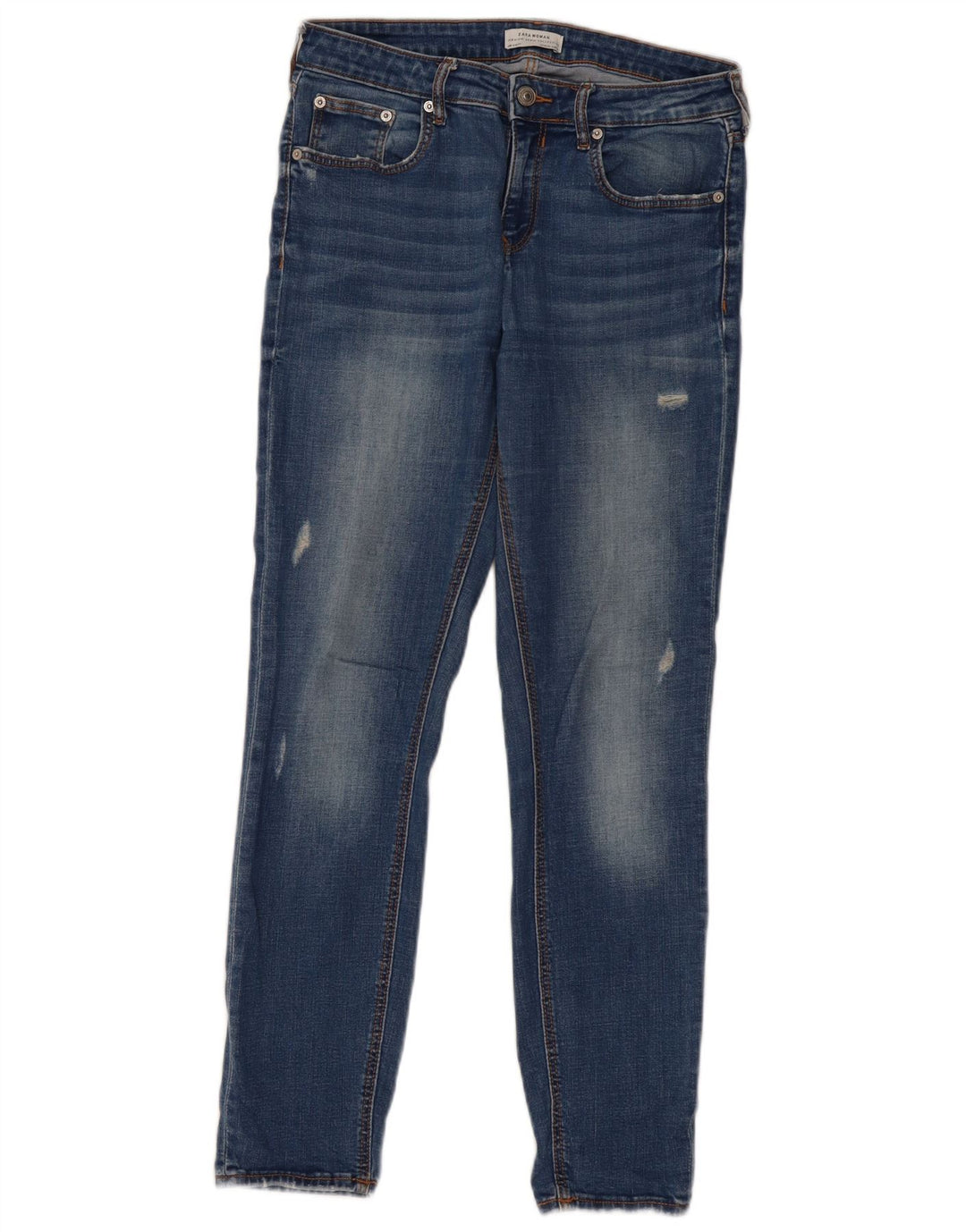 Женские потертые узкие джинсы ZARA EU 38, маленькие W28 L28, синие