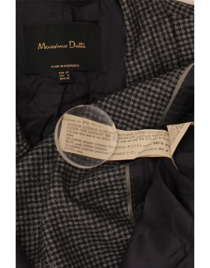 Женский пиджак Massimo Dutti EU 40 средний серый с узором "гусиные лапки"