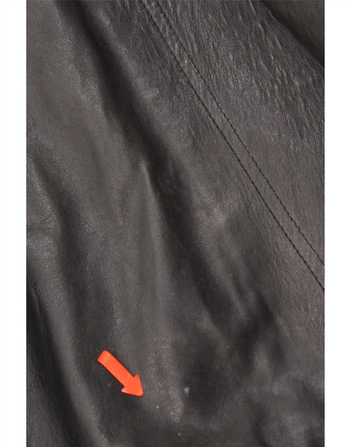 Винтажная женская кожаная куртка UK 16, большая черная кожаная