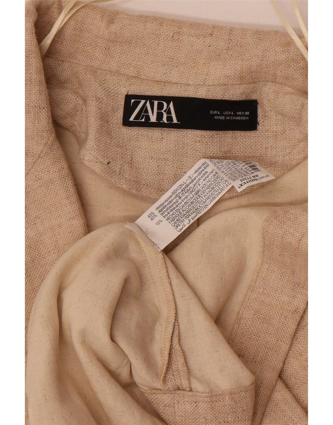 Женское пальто оверсайз Zara UK 16, большой размер, бежевый, вискоза