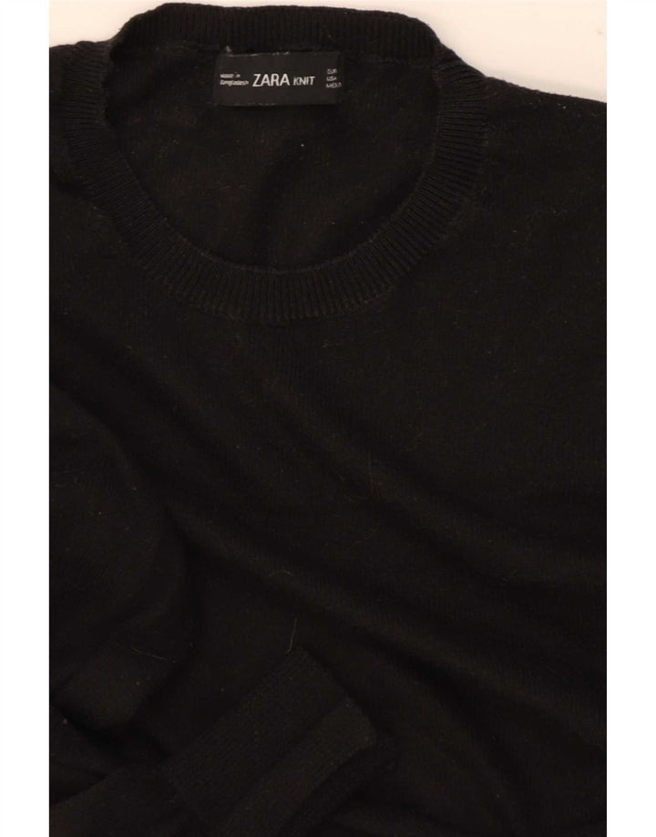 Женский укороченный джемпер с круглым вырезом Zara UK 12, средний черный
