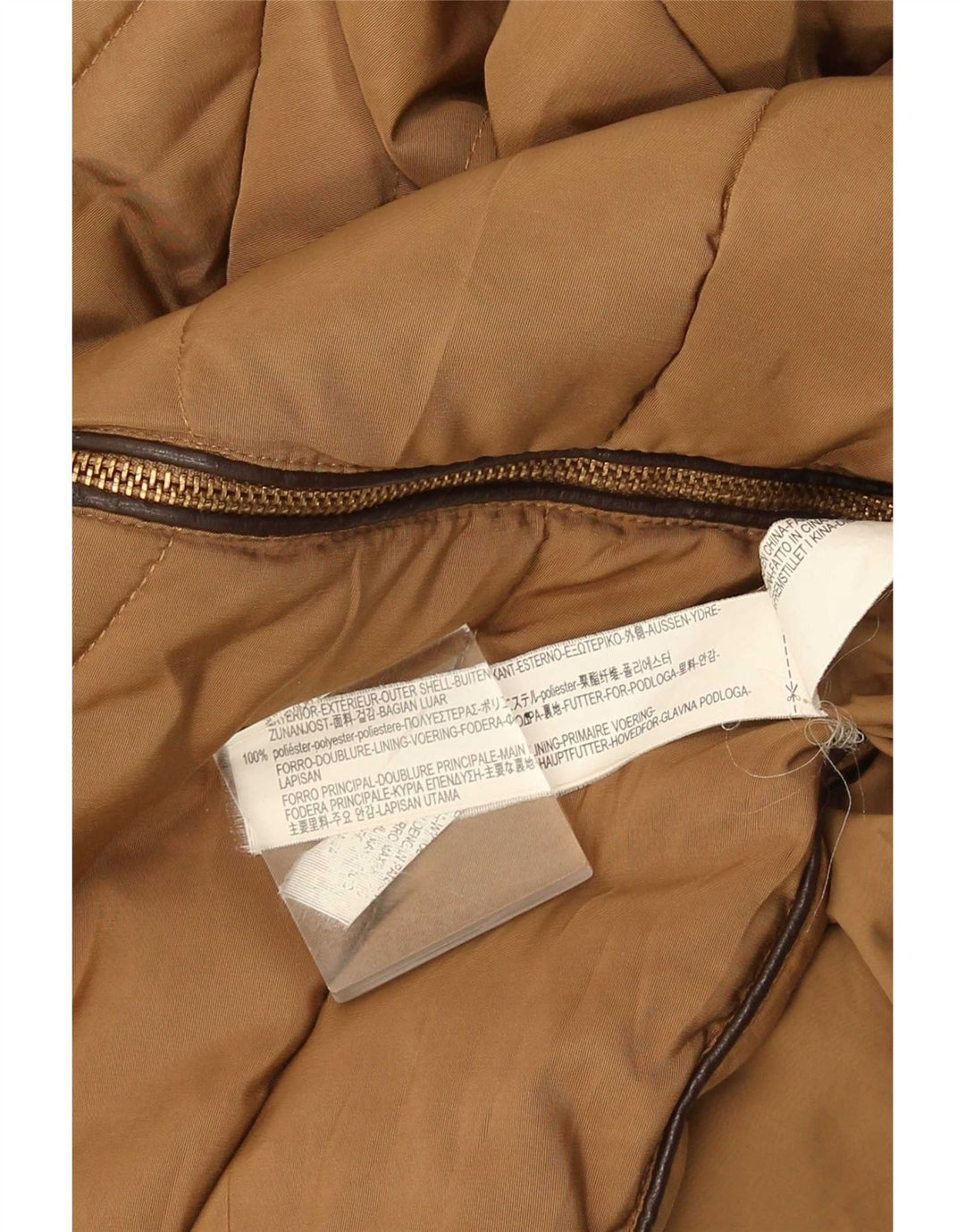Женская стеганая куртка Zara UK 12, средний коричневый полиэстер