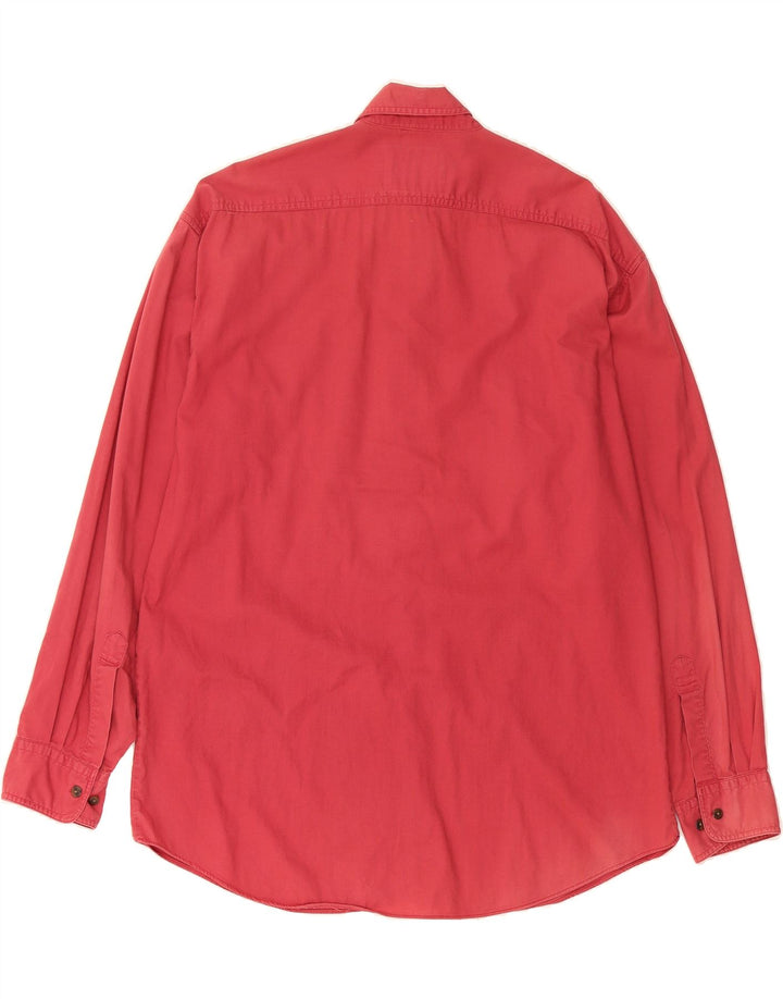 VINTAGE Mens Shirt UK 39/40 Medium Red Cotton Vintage Vintage and Second-Hand Vintage from Messina Hembry 