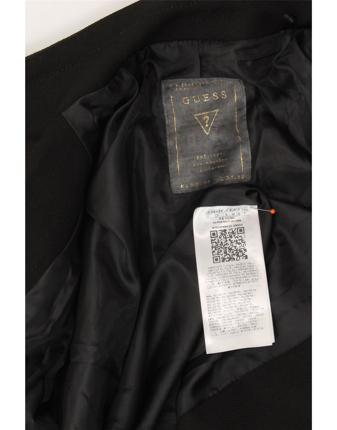 GUESS Womens Pea Coat UK 6 XS Black Polyester