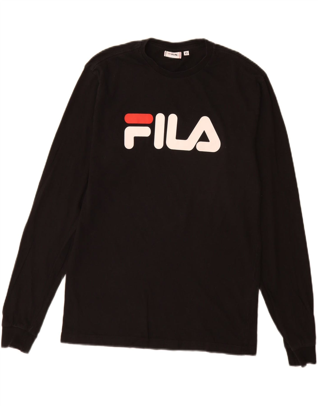 Мужской топ с рисунком Fila с длинным рукавом XS, черный хлопок