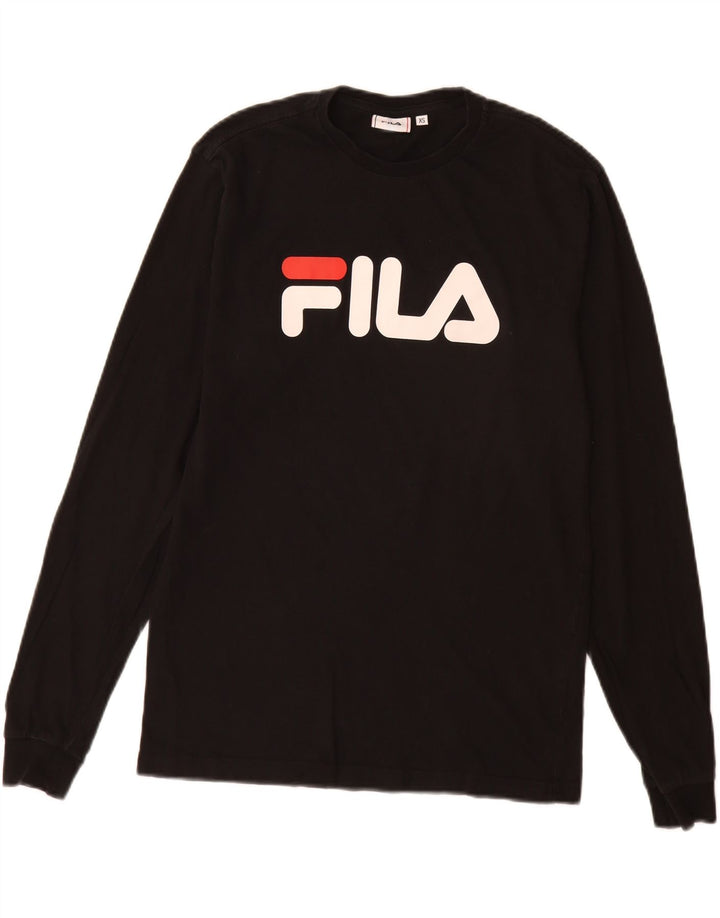 Мужской топ с рисунком Fila с длинным рукавом XS, черный хлопок