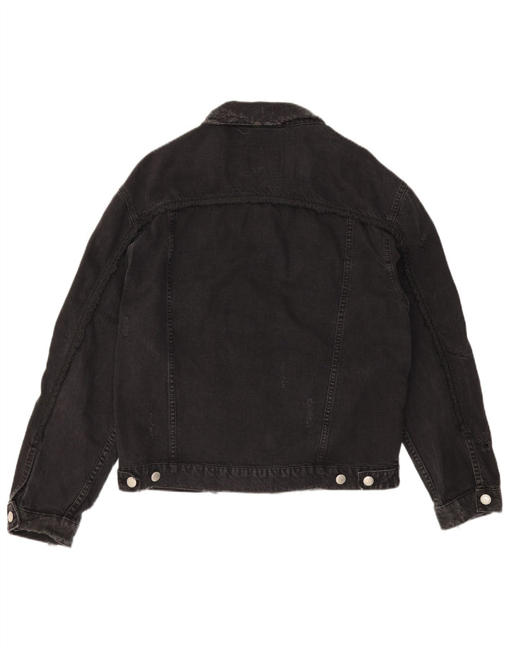 Мужская джинсовая куртка ZARA UK 36, маленькая, черный, хлопок