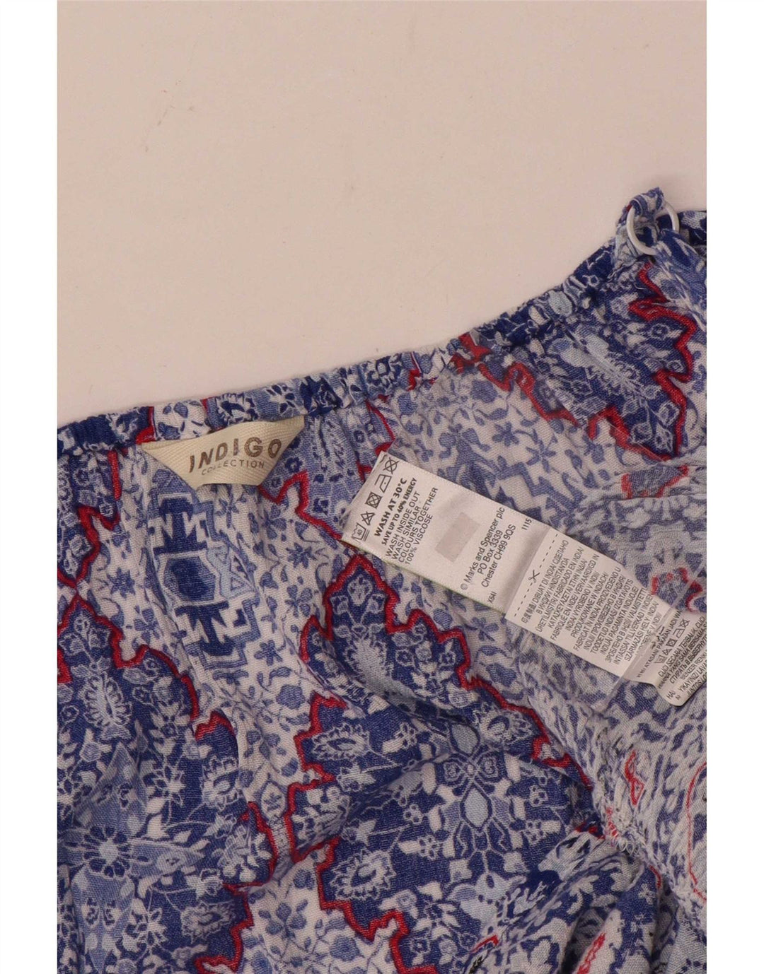 Женский топ с открытыми плечами цвета индиго Marks & Spencer, Великобритания 14, большой синий цветочный принт