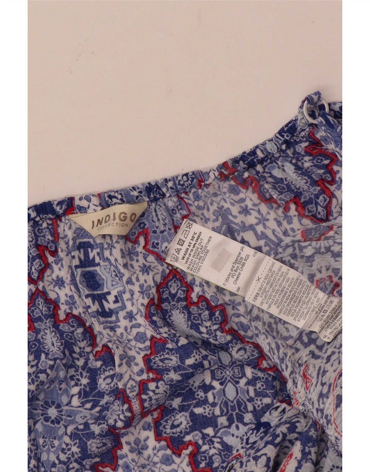 Женский топ с открытыми плечами цвета индиго Marks & Spencer, Великобритания 14, большой синий цветочный принт