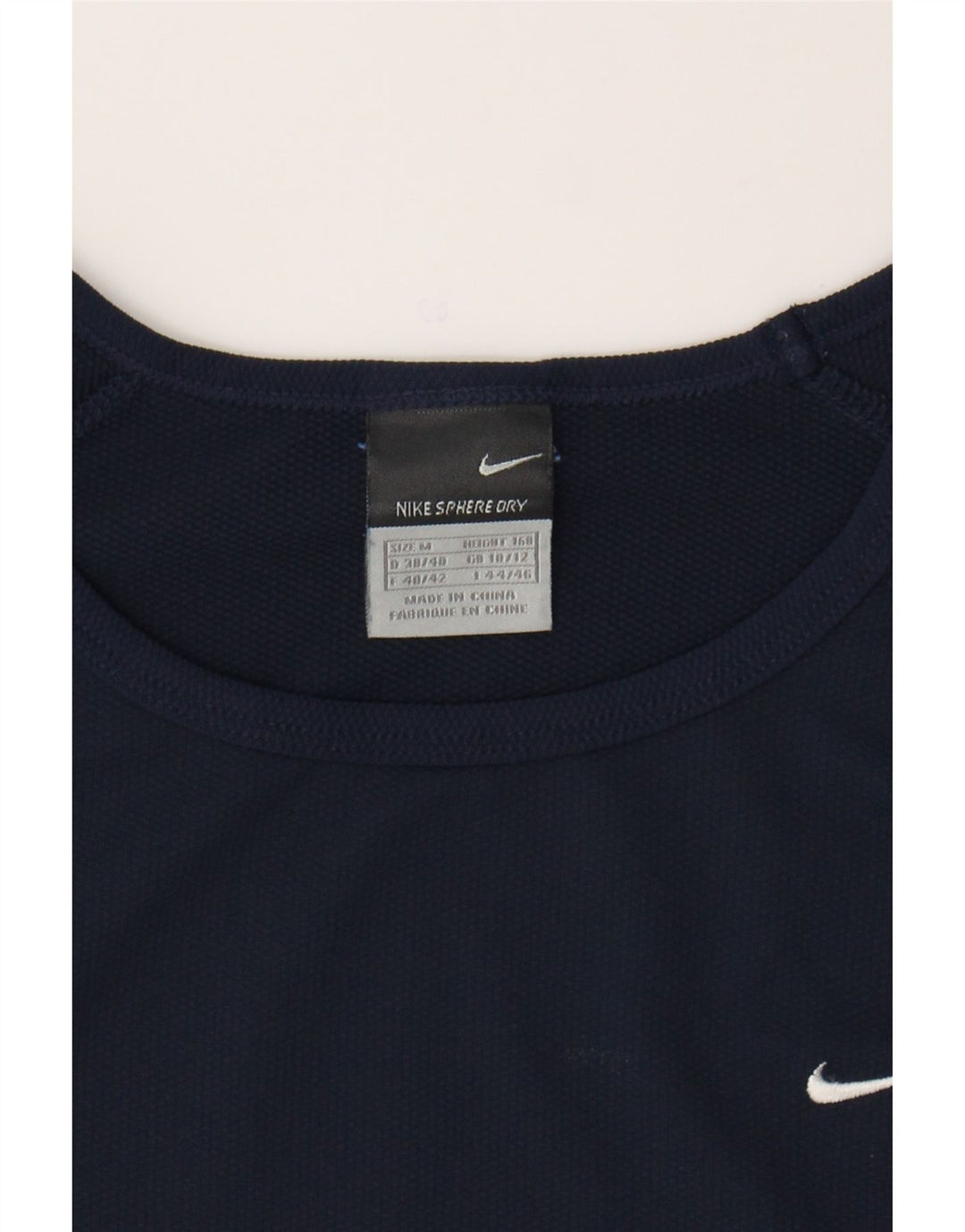NIKE Womens T-Shirt Top UK 10/12 Medium Navy Blue Colourblock Polyester Vintage Nike and Second-Hand Nike from Messina Hembry 