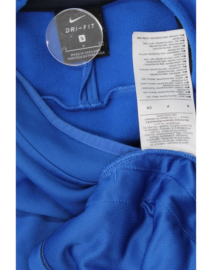 NIKE Mens Dri Fit Hoodie Jumper Small Blue Colourblock Polyester Vintage Nike and Second-Hand Nike from Messina Hembry 