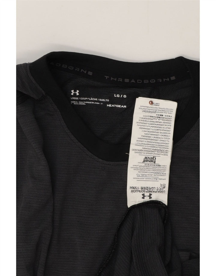 Мужской топ с длинным рукавом UNDER ARMOR, большой серый полиэстер Heat Gear