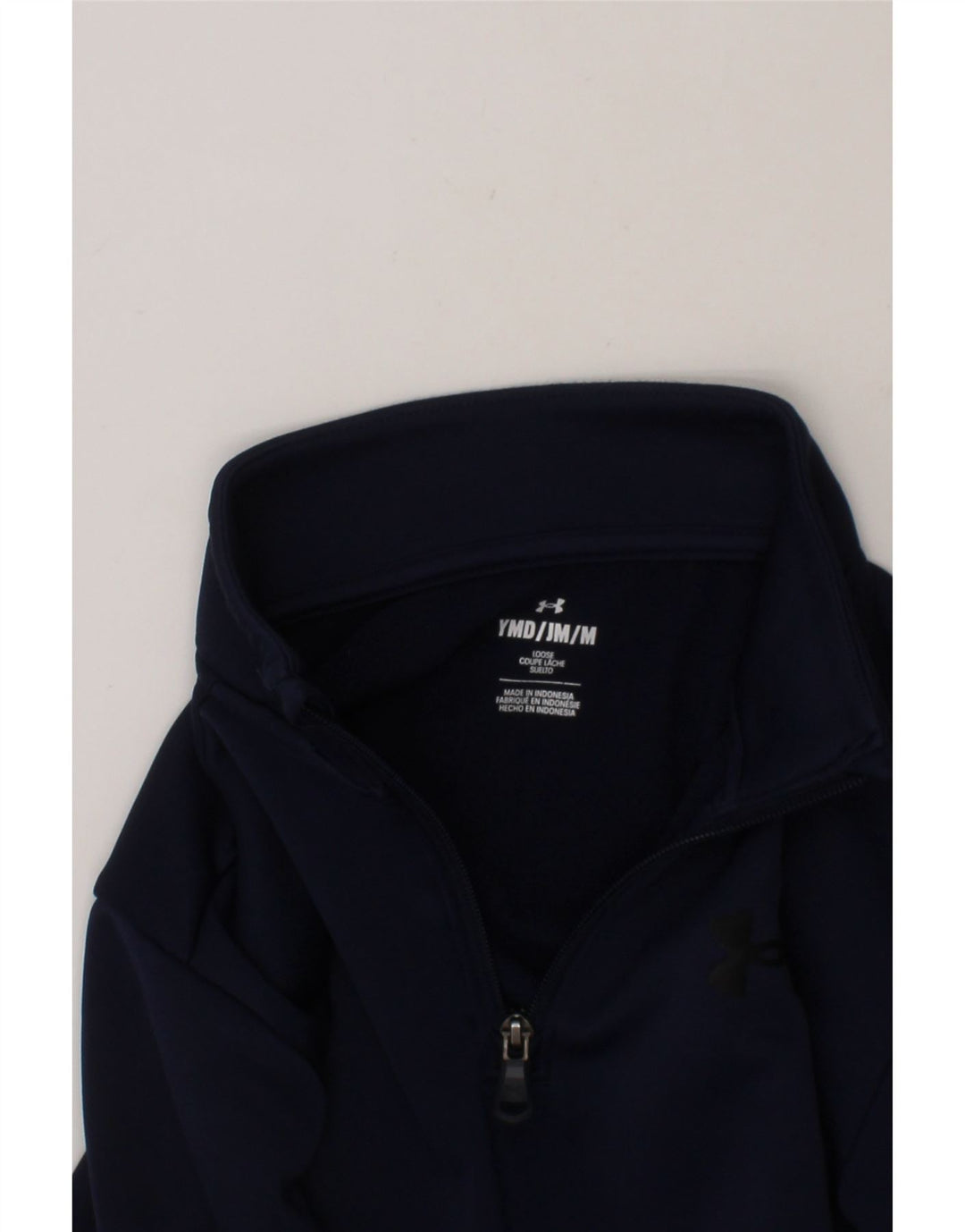 UNDER ARMOUR Boys Zip Neck Sweatshirt Jumper 9-10 Years Medium  Navy Blue Vintage Under Armour and Second-Hand Under Armour from Messina Hembry 