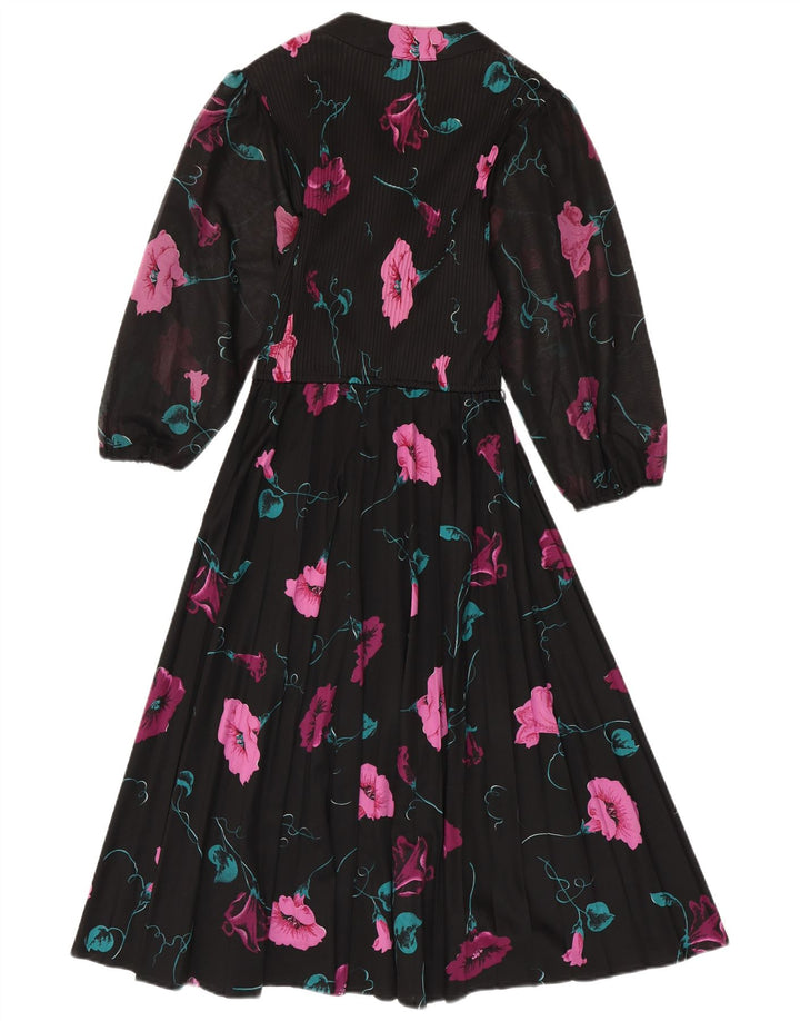 Женское платье макси C&A с рукавом 3/4, цвет EU 40, средний черный, полиэстер с цветочным принтом