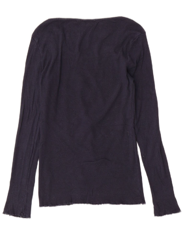 Женский топ Fat Face с длинным рукавом UK 12, средний темно-синий хлопок