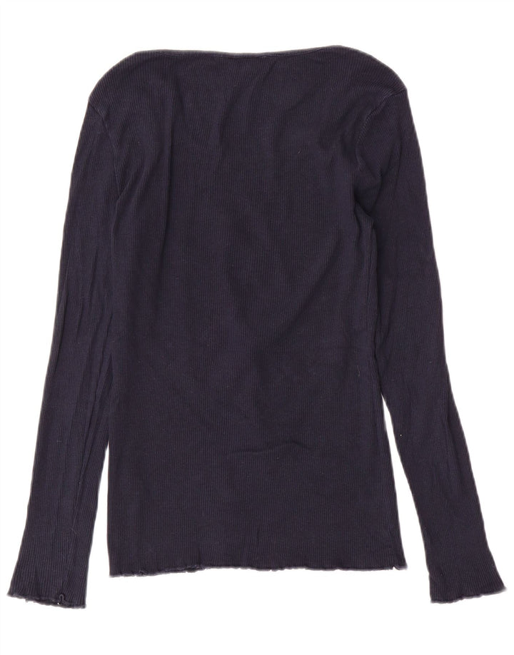 Женский топ Fat Face с длинным рукавом UK 12, средний темно-синий хлопок