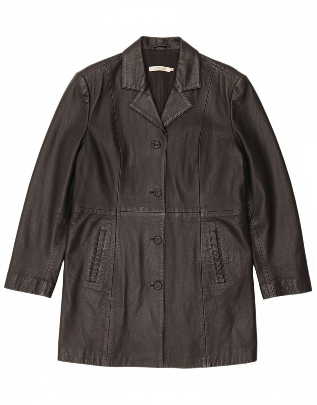 ESTELLE Womens Leather Coat UK 18 XL Black Leather