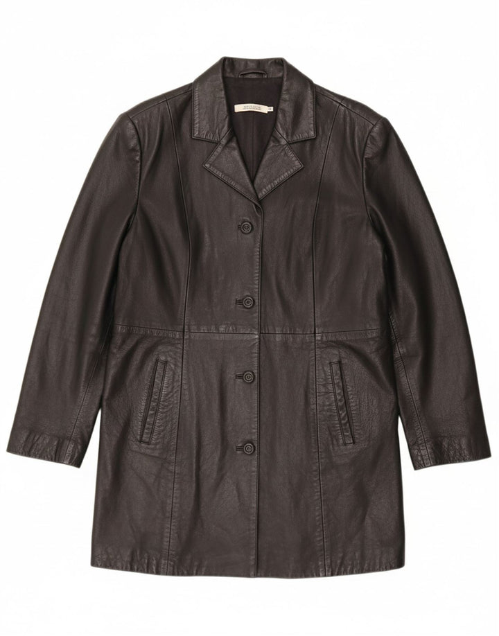 ESTELLE Womens Leather Coat UK 18 XL Black Leather