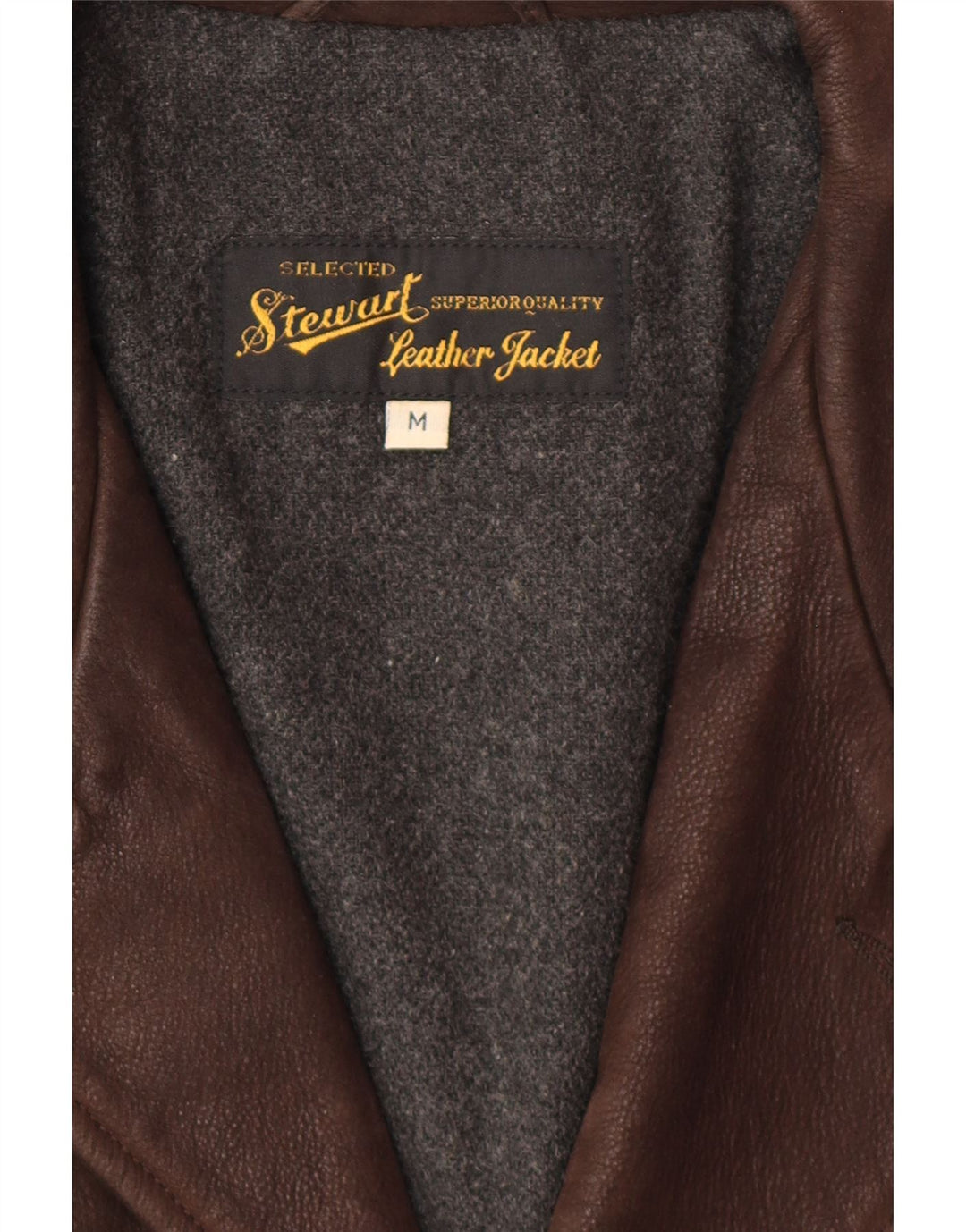 STEWART Мужская кожаная куртка UK 38 средний коричневый кожаный