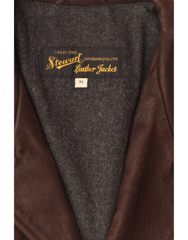 STEWART Мужская кожаная куртка UK 38 средний коричневый кожаный