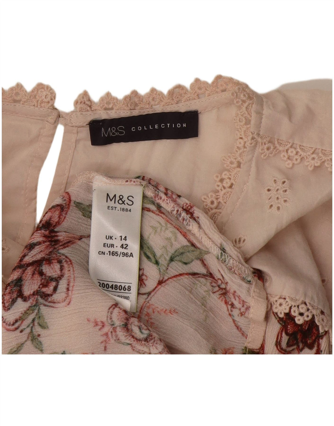 Женская блузка Marks & Spencer Top UK 14, вискоза среднего розового цвета с цветочным принтом