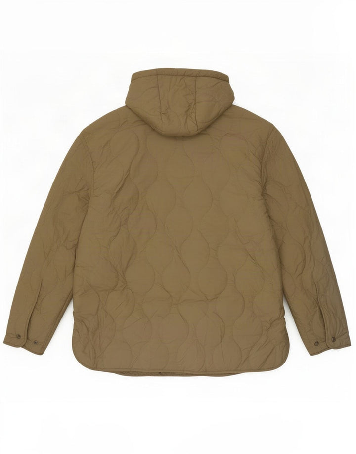 Женская утепленная куртка оверсайз с капюшоном Zara UK 14, средний цвет хаки, полиэстер